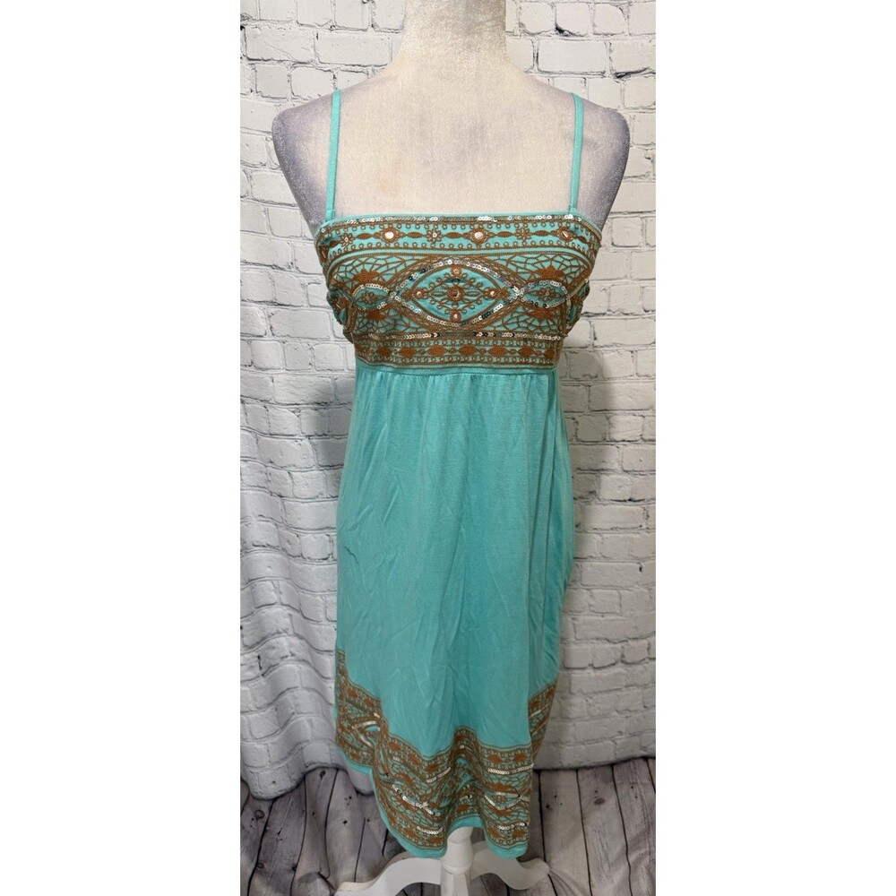 INC BEACH Green embellished strappy Rayon beach Dress or Cover up Size XS